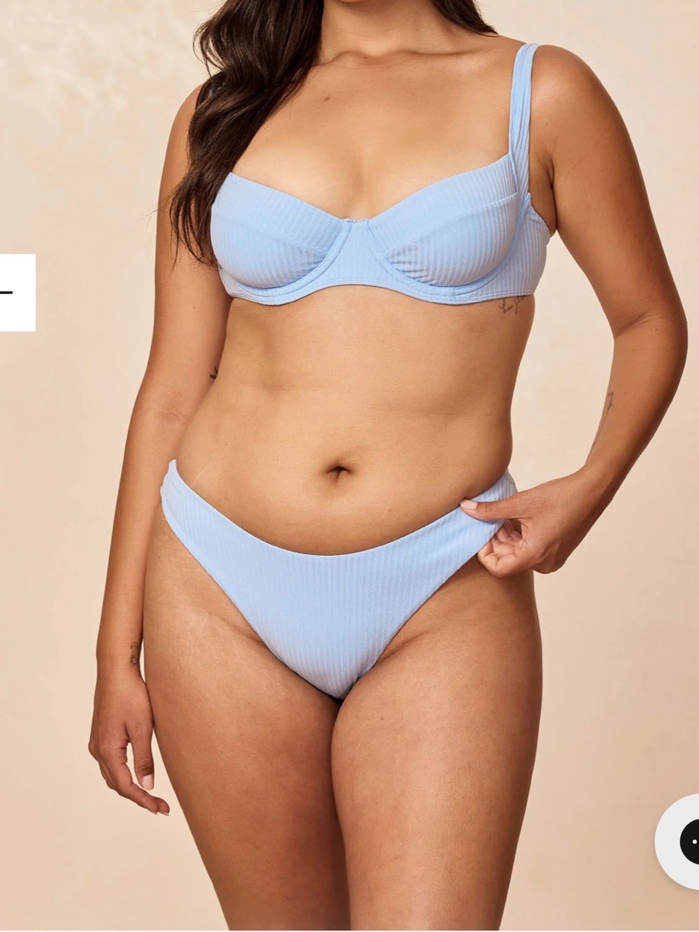 Monday Swimwear Sky Rib Seychelles Bikini Bottom in Light Blue